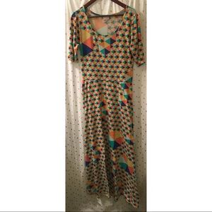 LuLaRoe Ana Maxi Bright Triangle Geometric Print